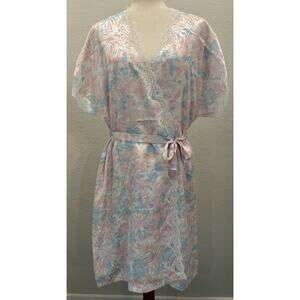 Vintage 1980s Gilligan O'Malley Floral 2 Piece Lingerie Set Top (M) & Robe (L)